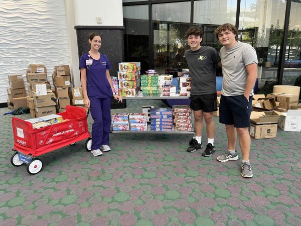 Jakob Sheffield and Carson Sheffield at Medical City collecting toys for children in hospitals on Friday, Aug. 12, 2024. 