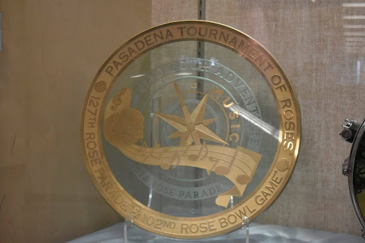 2016 Pasadena Tournament of Roses plaque in the Performing Arts Center on Jan. 10, 2025. 
