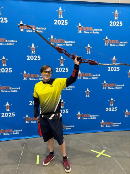 Nicolas Powell at an archery tournament in Houston, Texas, on Sunday, Oct 20, 2024. 